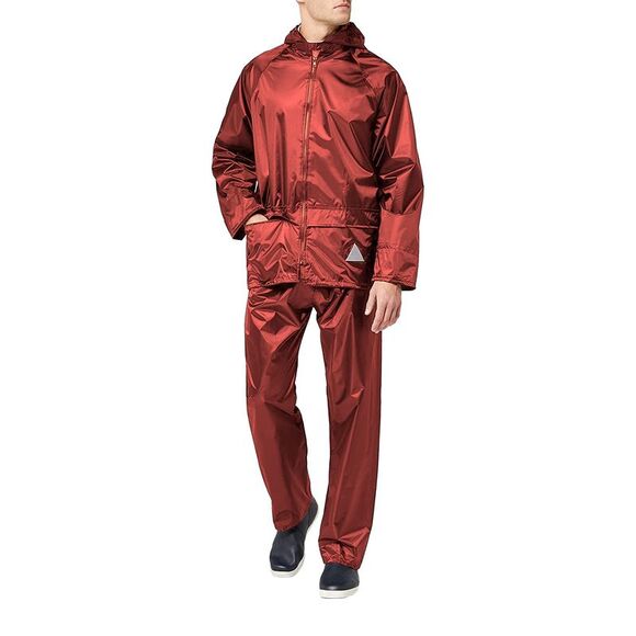 Result Mens Heavyweight Waterproof Rain Suit ( Zip Jacket & Trouser Suit) / Red